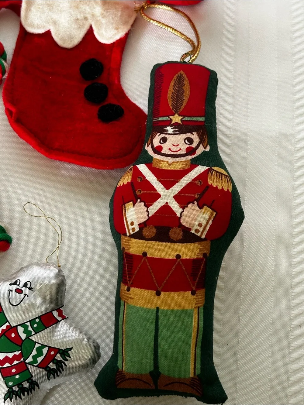 19 Vintage Christmas Tree Ornaments Holiday Decor Santa Stocking Angel Star Red